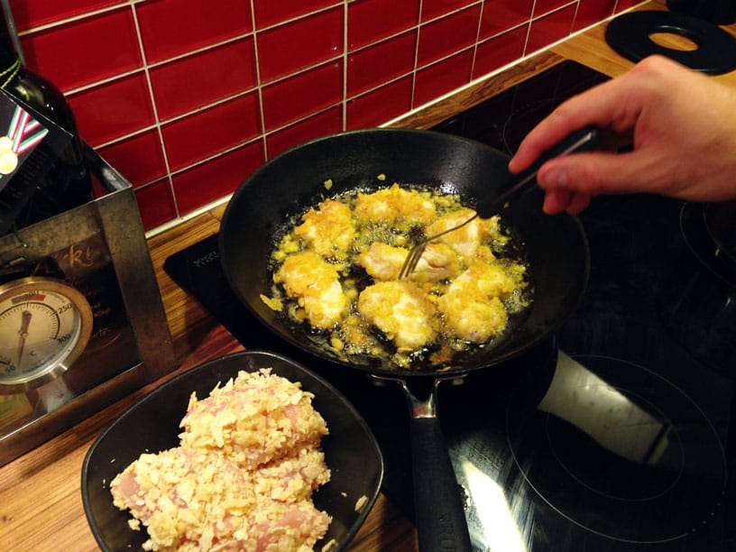 frying the Pringles chicken