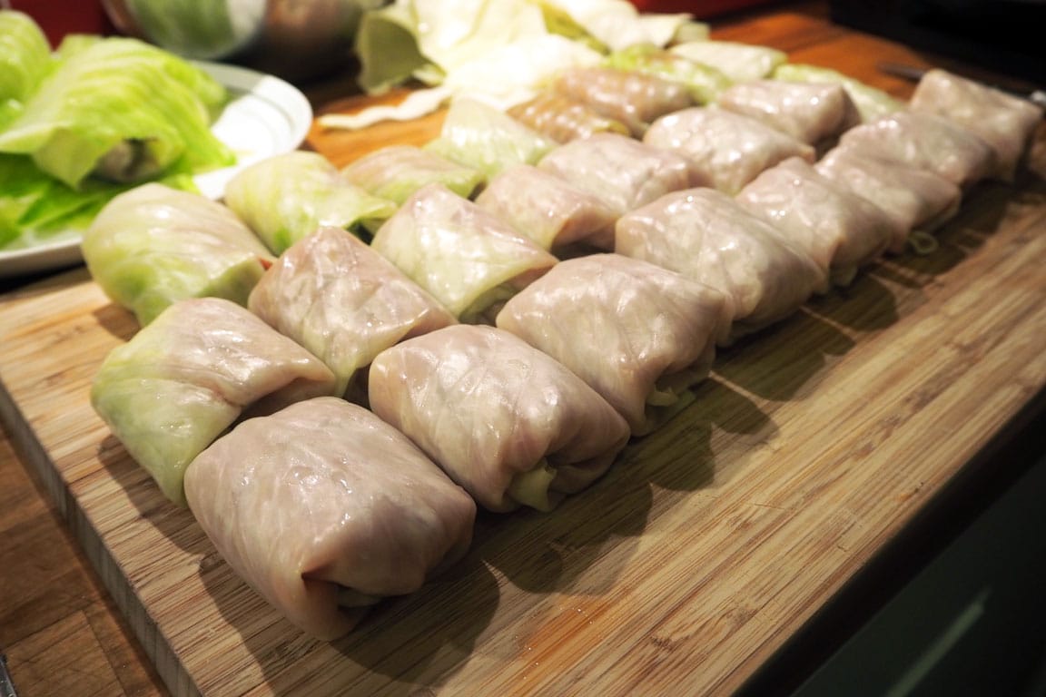 Raw stuffed cabbage leaves (kåldolmar)