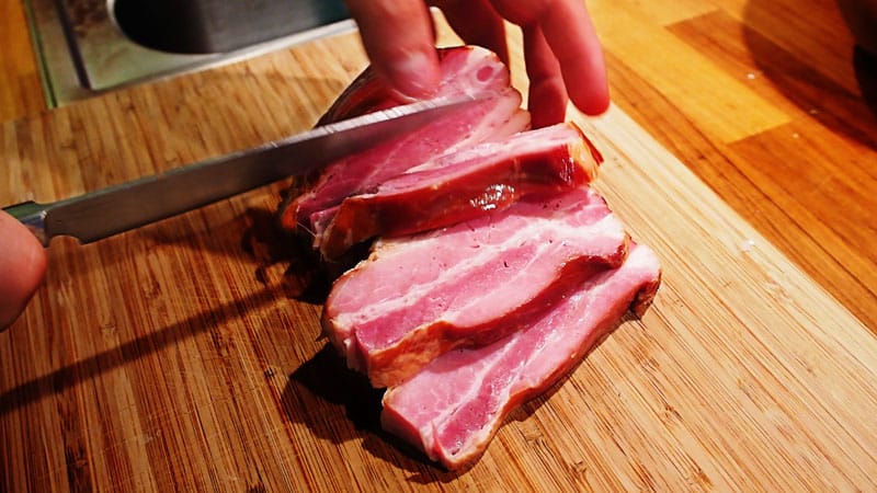 Smoked and salted pork belly
