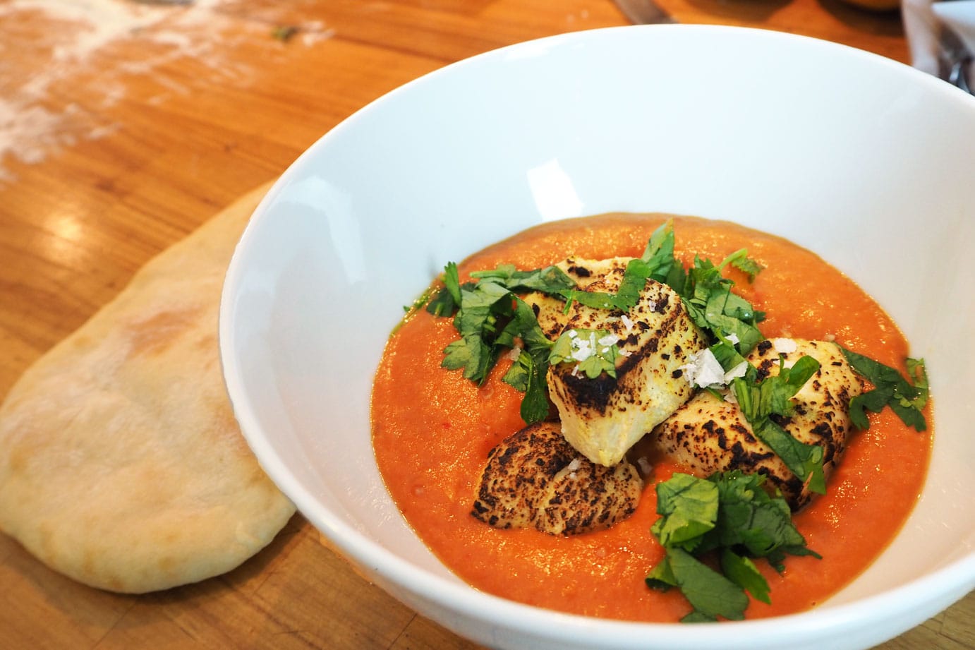 tikka masala with homemade pita bread